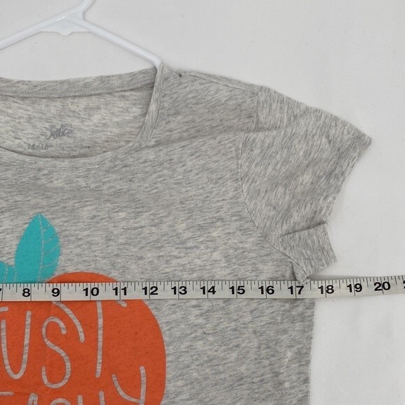 Justice Girls Gray Peach Just Peachy Graphic Tee Shirt size 14/16 plus - Picture 6 of 6